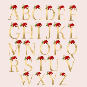 Alfabeto de chapéu de Papai Noel Clipart dourado