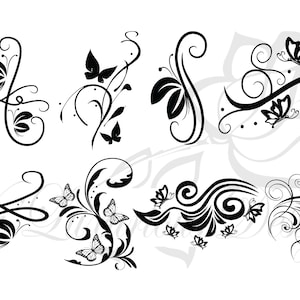 Borboleta redemoinho design clipart SVG EPS PNG alta qualidade borboletas redemoinhos linhas uso comercial