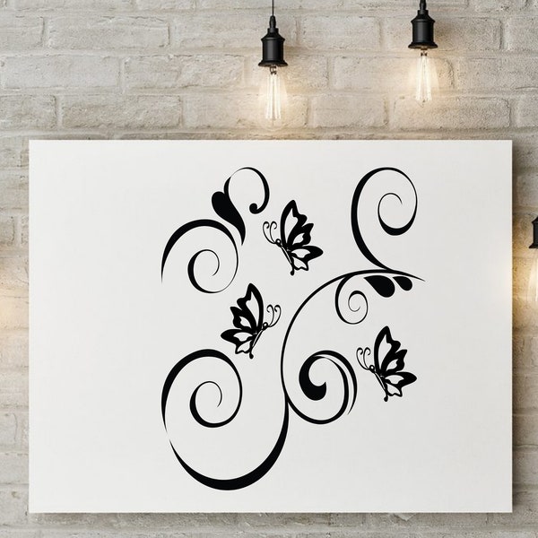 Elegant Butterfly Swirl Design Clipart SVG  PNG EPS High Quality