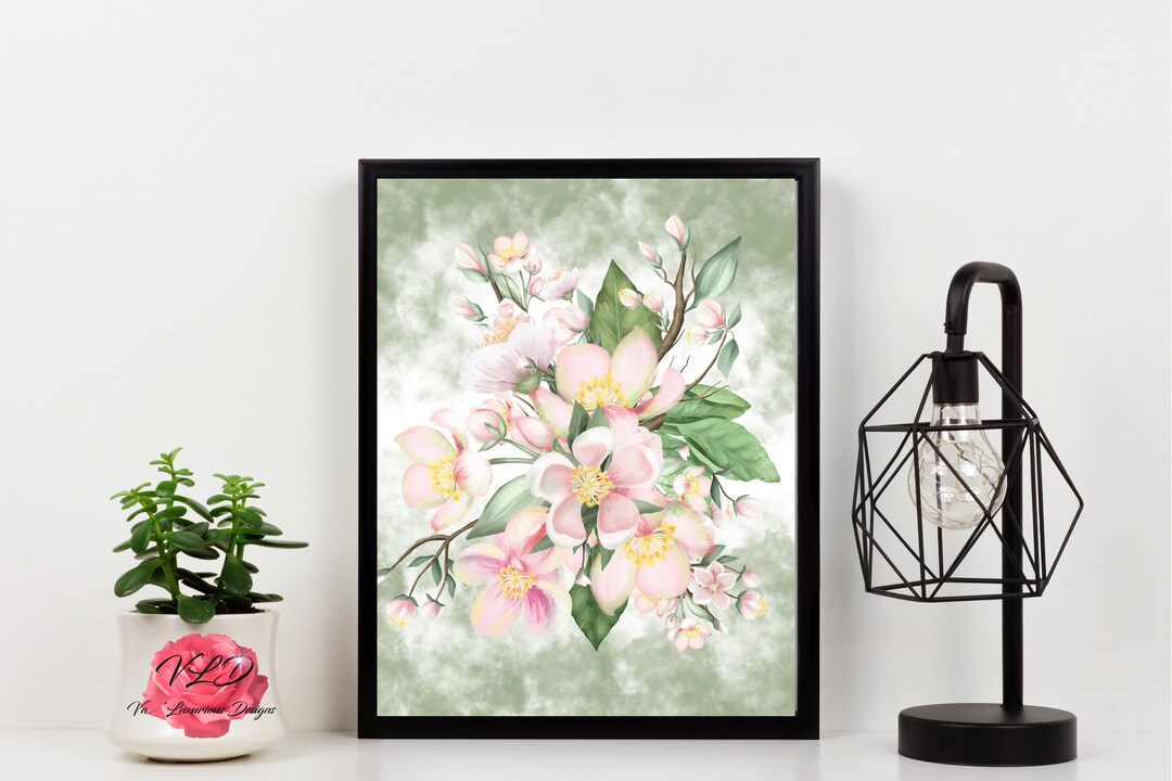Digital Download Beautiful Watercolor Colorful Spring Apple Blossom ...