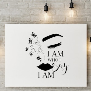 Women Face I Am Who I say I am Empowerment  Motivation Clipart  Butterflies Swirl SVG PNG EPS High Quality Commercial Use