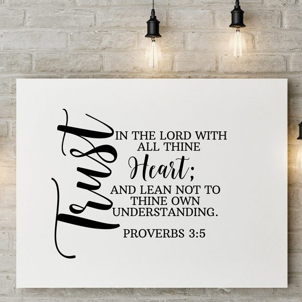 Digital Download Proverbs 3:5 Trust in the Lord Clipart SVG  PNG High Quality Inspiring bible verse  Kjv Commercial Use