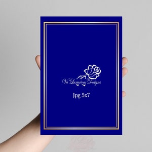 Royal Blue Template Wedding Sweet Sixteen Anniversaire Événement DIY Blank Template Invitation Gold Frame Imprimable 5x7 Commercial Use Carte de vœux