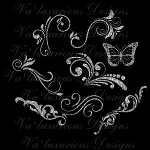 Mariposa Remolino Diseño Silver Glam Clipart PNG Mariposas Remolinos