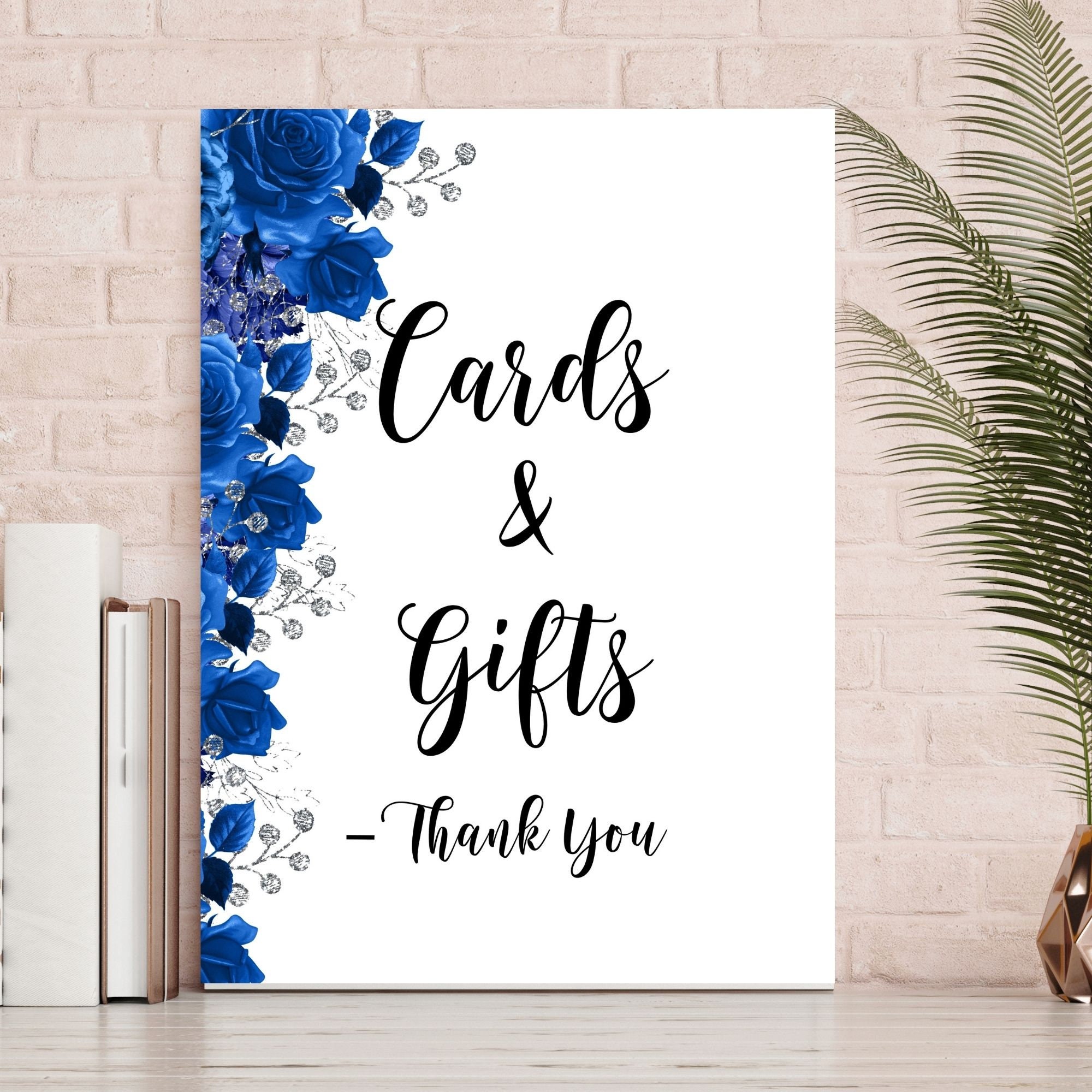 Instant Download Royal Blue Silver 8x10 Gifts & Cards Sign Printable