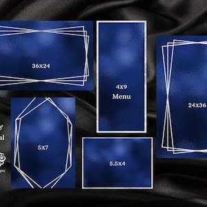 Digital Download DIY Blank Template Invitation Bundle Royal Blue Foil and Glam Texture Party Event Wedding Printable's Commercial Use