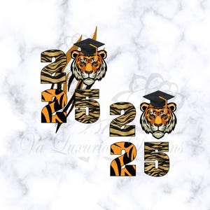 Tiger Graduation Cap Senior 2025 Gold Black PNG Clipart