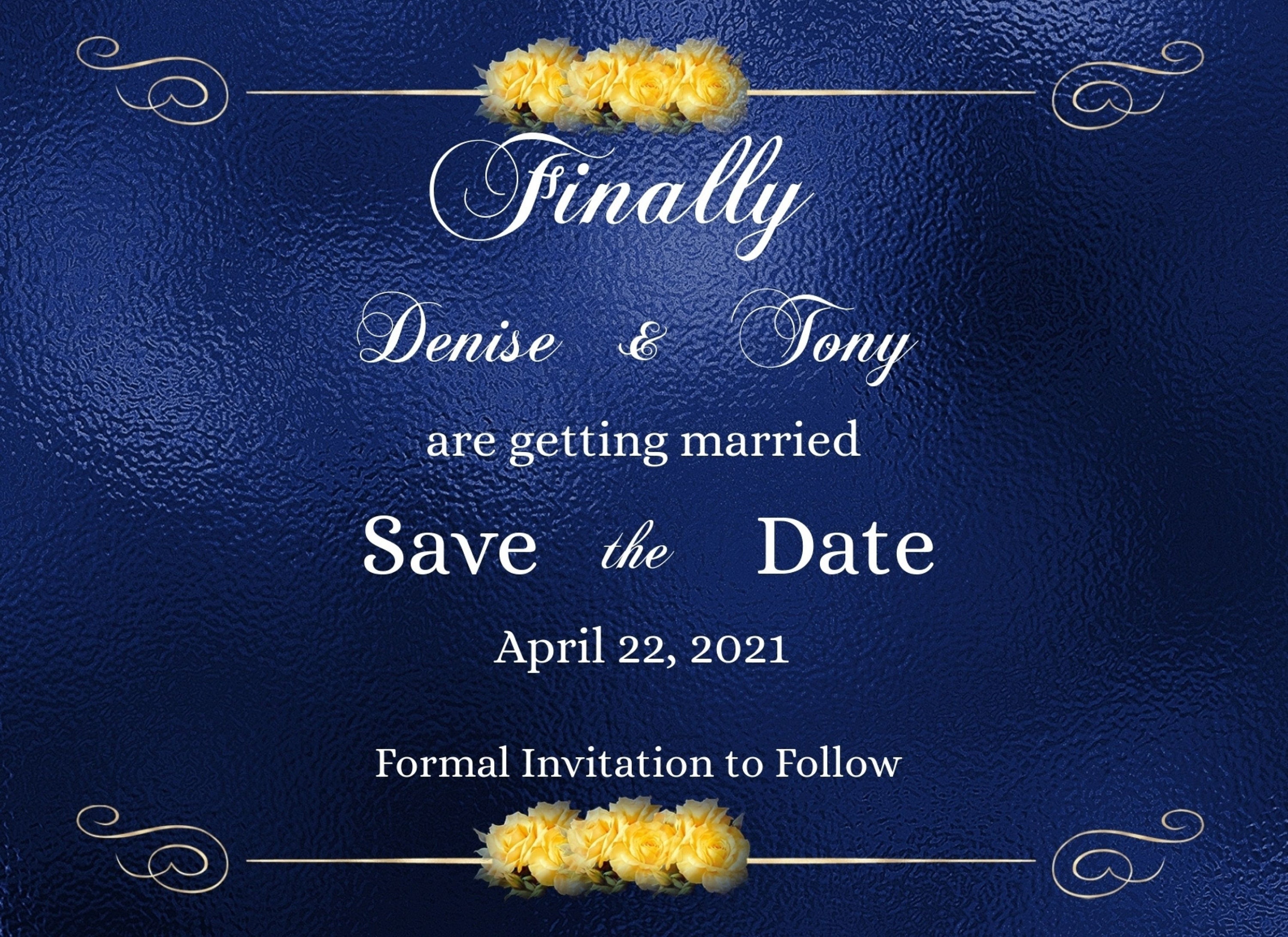 Editable Royal Blue Yellow Wedding Invitation 5 Piece Set Etsy