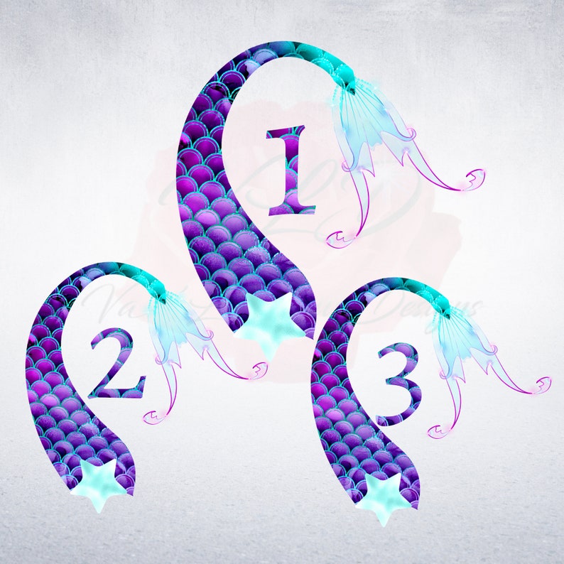 Mermaid Fins Numbers 1 to 9 PNG Clipart Birthday Numbers Etsy UK