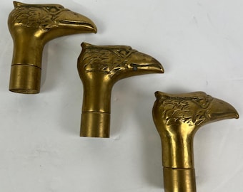 3 Eagle Head Brass Handles For Cane Walking Stick Knob Vintage Ornate Topper