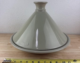 Staub Ceramic Tagine Tajine Grey with Lid & Bowl Cooking Pot Moroccan Vintage