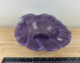 Fenton Ruffled Folded Bowl Purple Opalescent Museum Collection Art Glass 2003
