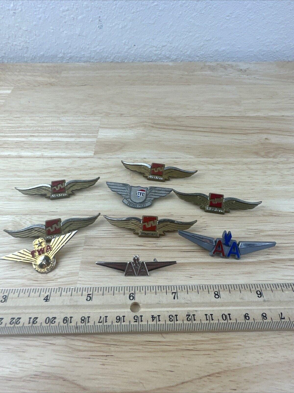 Vintage AA/ American Airlines / Western/United / TWA Badge Wings Lot 9 MIXED