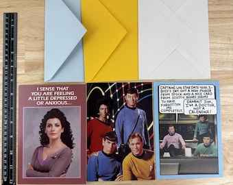3 Star Trek Happy Birthday V-Day Valentines Greeting Card and Envelopes Trekkie