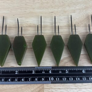 Catalin Art Deco Corn Cob Bakelite Handles Olive Green - Lot of 6 / Set Of 3