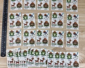 36 Vintage Smokey The Bear Cinderella Stamps Lot Block Stickers Lick Wildfires