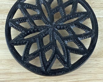 Vintage Wilton Cast Iron Footed Trivet Round Starburst Pattern Mid Century