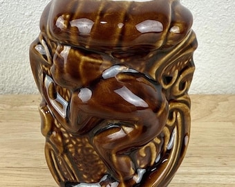 Daga Hawaii Surfer Tiki Mug Hawaiian Ceramic Brown Glaze Cup 5" Barware Vintage