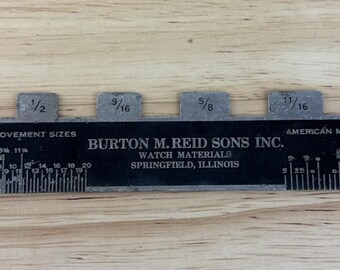 Burton M. Reid - Swiss & American Movement Size Ruler For Vintage Watch Repair