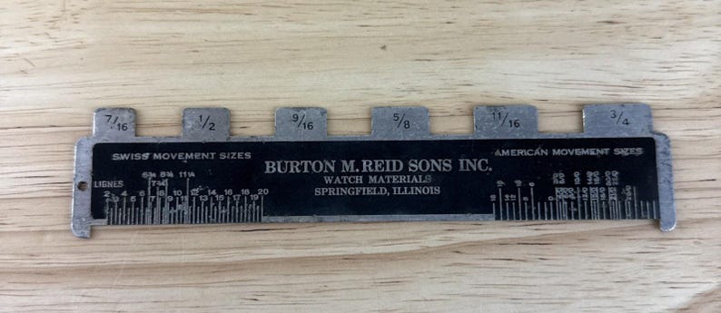 Burton M. Reid - Swiss & American Movement Size Ruler For Vintage Watch Repair image 1