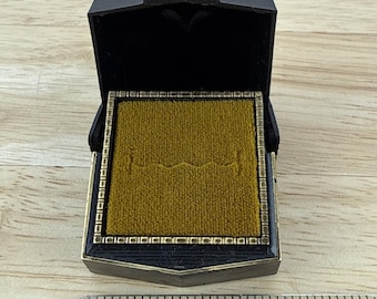 Vintage Art Deco MCM Black Celluloid Plastic Ring Box Holder Case Presentation