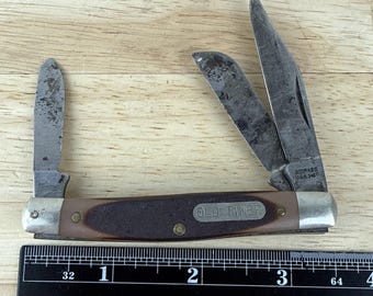 Vintage Schrade 340T Old Timer 3 Blade Stockman Pocket Knife USA Sawcut Handle