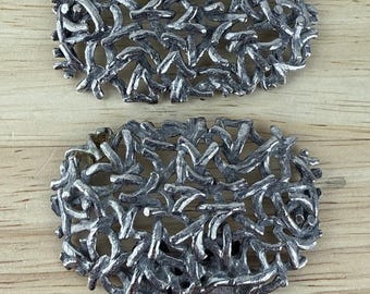 Vintage Musi Shoe Clips Silver Tone Brutalist Chain Link Oval 1960s Shoes MCM