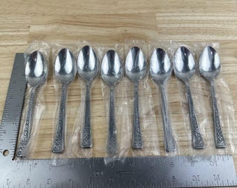Interpur Stainless Steel Japan Florenz 4 Petal Flatware 8 TEASPOONS