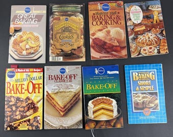 8 Various Vintage Cookbook Booklet Recipe Books, Baking & Desserts W/ Pillsbury