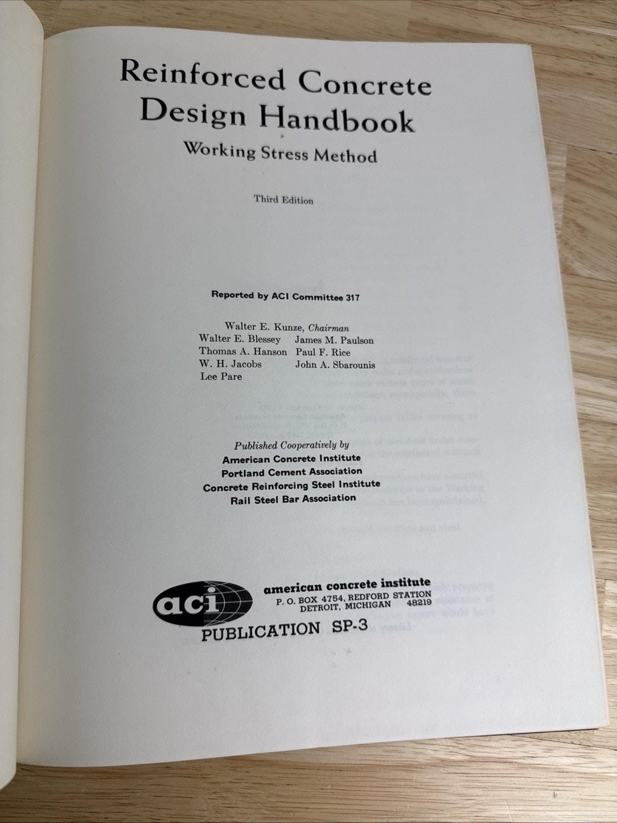 Reinforced Concrete Design Handbook Working Stress Method ACI SP-3 - Etsy
