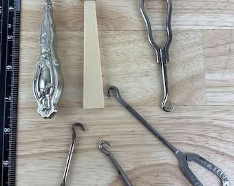 6 Vintage Shoe Horn/ Button Hooks Shoe Lacer Advertising Folding Ornate Mixed