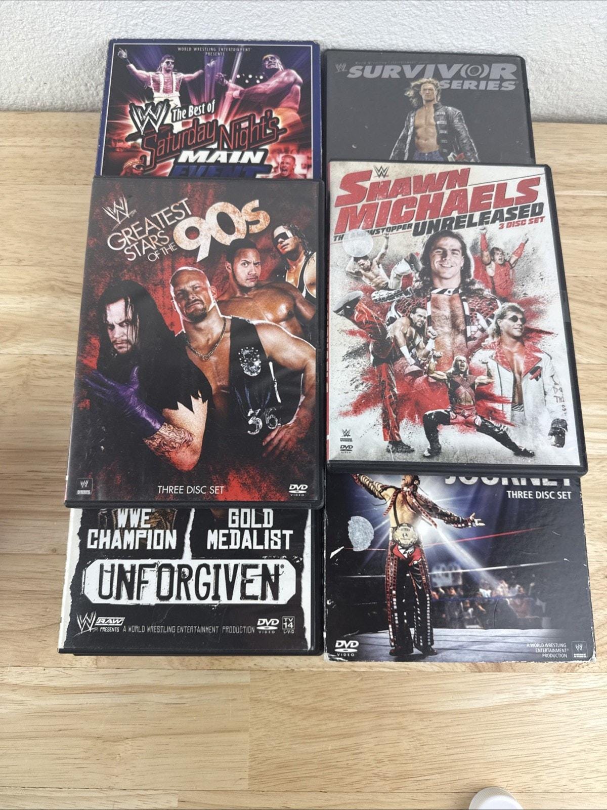 14 WWE WWF Wrestling Dvds Wrestlemania the Rock, 90s Stars, Shawn