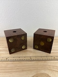 Mid-Century Oversized Wood Casino Dice Candle Holder Set Retro Bar Lounge MCM