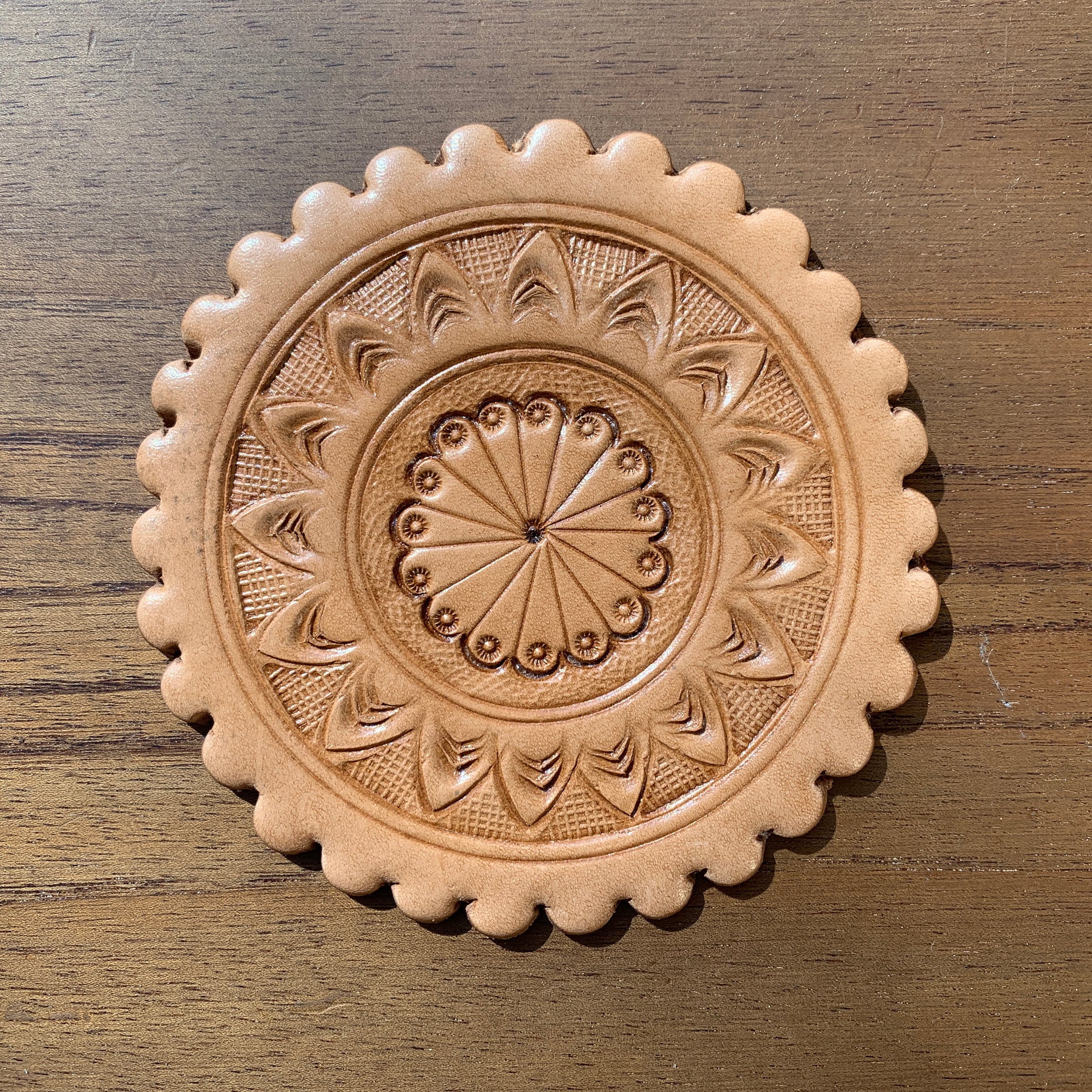 Set of 6 Hand Tooled Leather Coasters Koxa Leather Brand Etsy