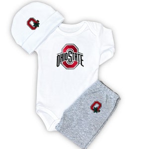 Ohio State Buckeyes Baby Outfit / Bodysuit / OSU Take Home /  Baby Hat / Newborn / Baby Shower / Baby Gift / Personalized / Embroidered