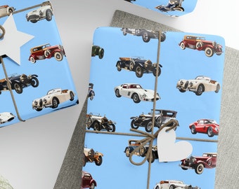 Vintage Luxury Cars Wrapping Paper, Valentine's Wrapping Paper, Men Wrapping Paper, Valentines Gift Paper, Vintage Gift, exotic cars