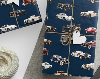 Vintage Luxury Cars Wrapping Paper, Valentine's Wrapping Paper, Men Wrapping Paper, Gift Paper, Vintage Gift, exotic cars, Father's Day