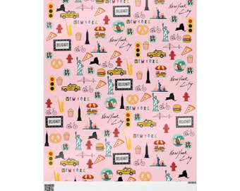 Pink New York Inspired Wrapping Paper, Add the NYC Touch to your Christmas, Birthday, Anniversary Gifts with this unique Gift Paper