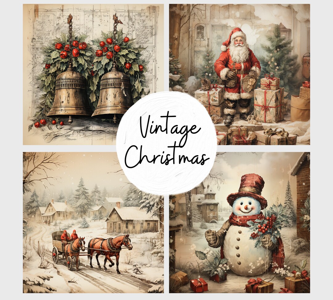 Vintage Christmas Printable Set Santa, Letters &amp; Cards - Etsy