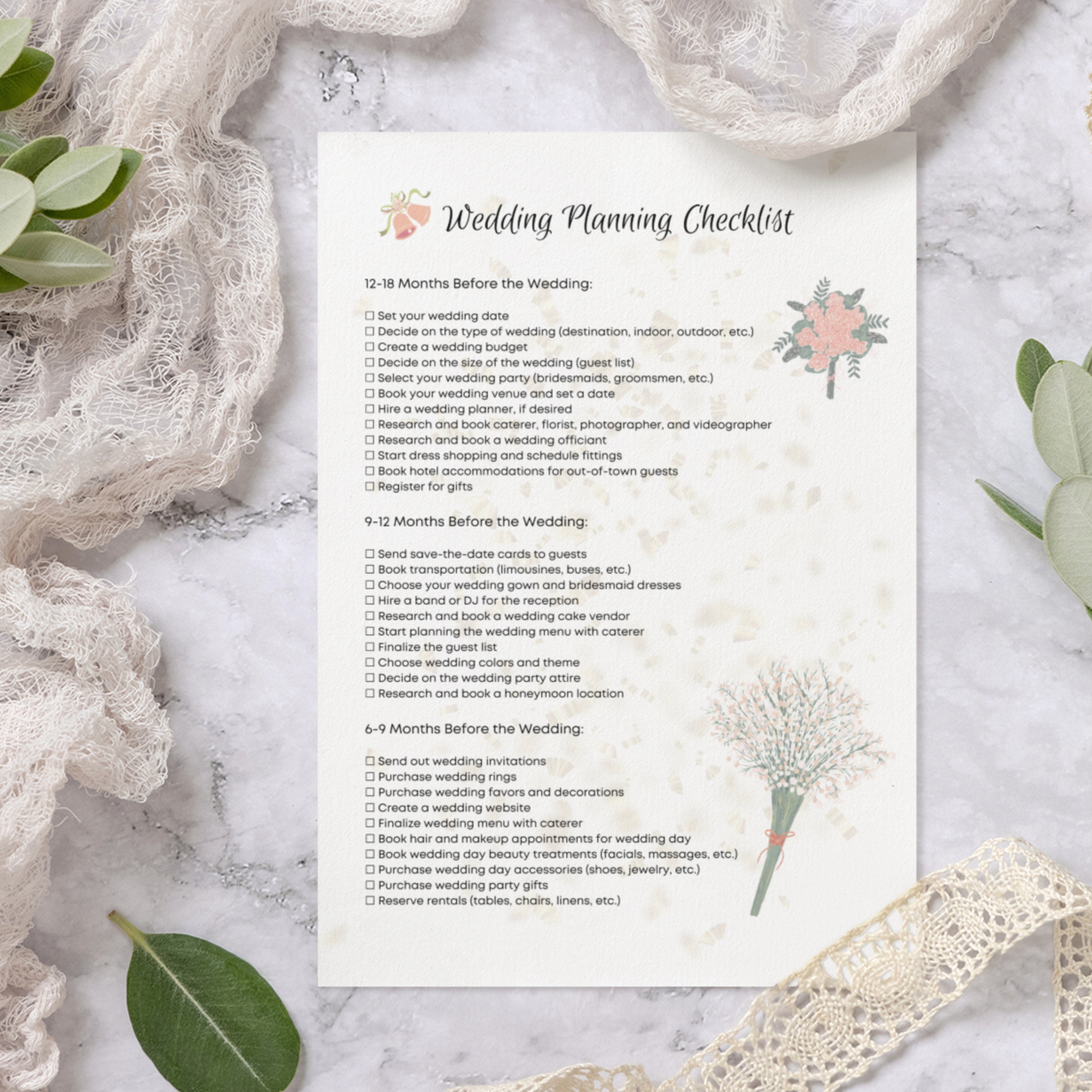 Wedding to Do List, Printable Wedding Checklist, Wedding Checklist ...