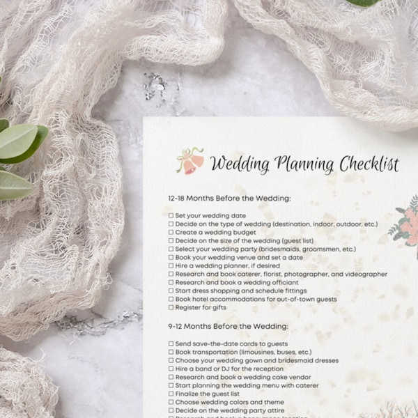 Wedding To Do List, Printable Wedding Checklist, Wedding Checklist Digital Download Instant, The Wedding Checklist, Wedding Checklists,