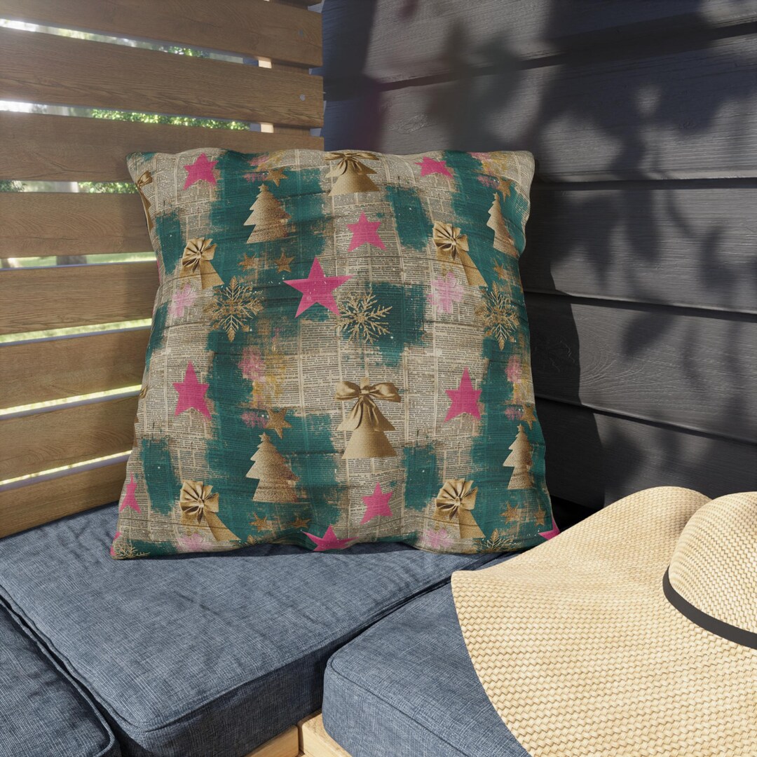 Festive Outdoor Pillows, Holiday Decor, Christmas Cushion, Garden ...