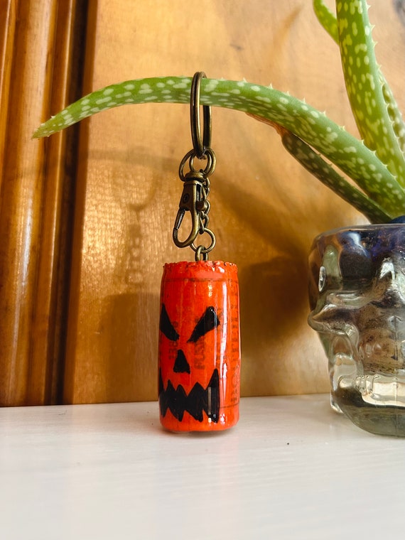 Cork Keychain Pumpkin Jack-O-Latern Scary