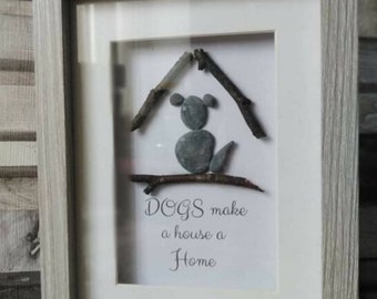 Dogs make a house a home, pebble art, gift for her, dog owner gift, dog lover, christmas gift,