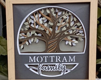 Personalized 3D Layered Family Tree Shadow Box Frame