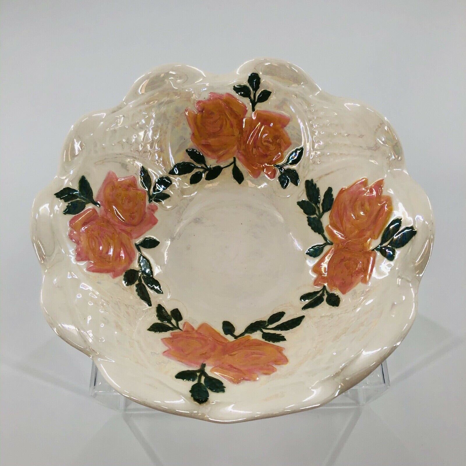 Hand Painted Ceramic Fruit Bowl Handmade Hobbyist White Glaze Etsy UK