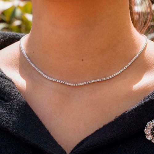 5.35ct Diamond Tennis Necklace 16 Inch 