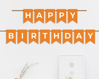 Orange Happy Birthday Banner | Etsy