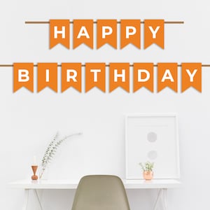 Happy Birthday Banner, Druckbares Banner, Party, Gastgeschenke, Digital Banner, Orange
