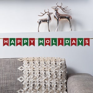 Happy Holidays Banner, Printable Banner, Party, Favors, Digital Banner, Holiday Banner